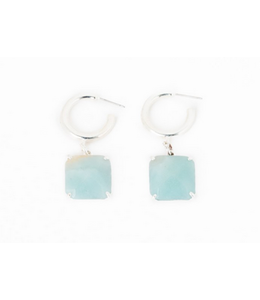 Caracol - Square natural stone on hoops - Turquoise