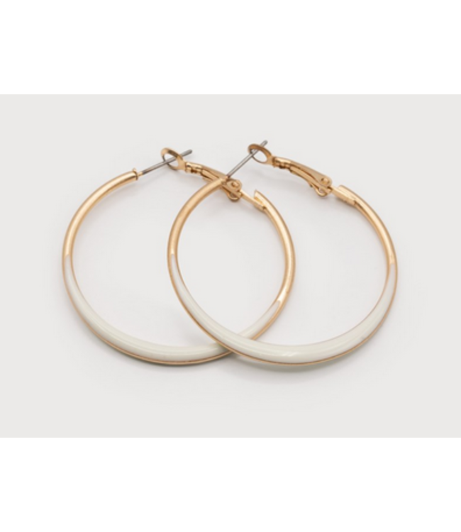 Caracol -White and gold metal hoops