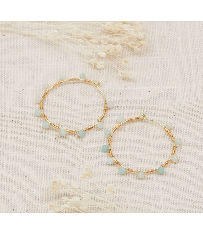Glee - Pritti Gold hoops- Amazonite