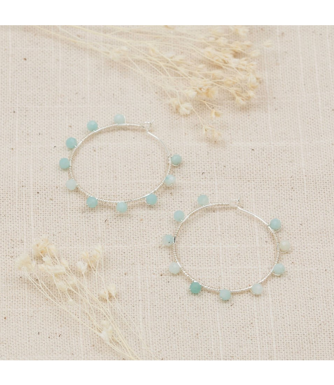 Glee - Pritti silver hoops- Amazonite