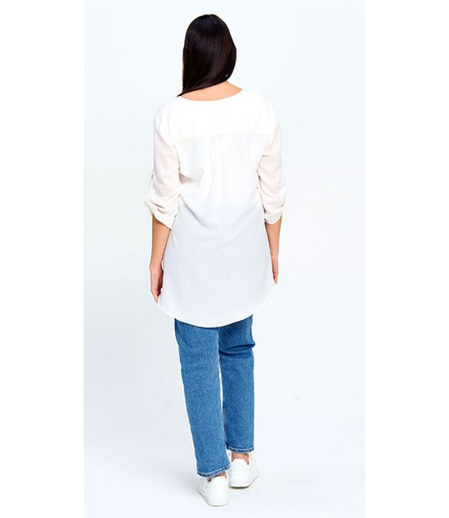 Red Coral - Layered Asymmetric Top- White