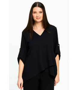 Red Coral - Layered Asymmetric Top- Black