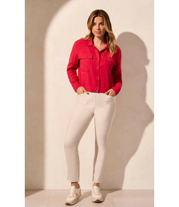 Tribal Linen Jacket W/Chest Pockets- Cherry