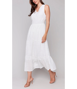 Charlie B Lined eyelet Dress- White
