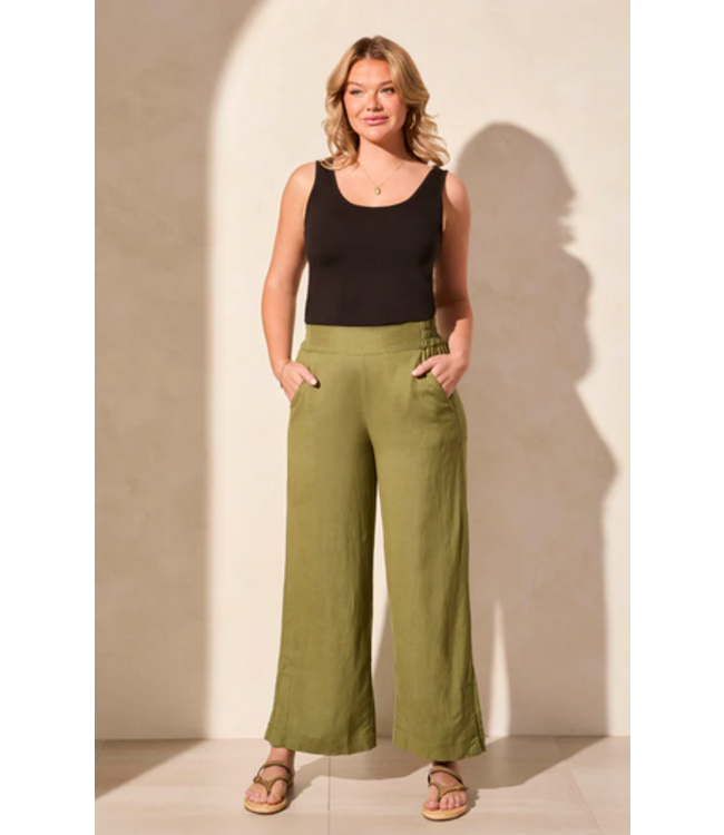 Tribal Linen blend ankle pant - Loden