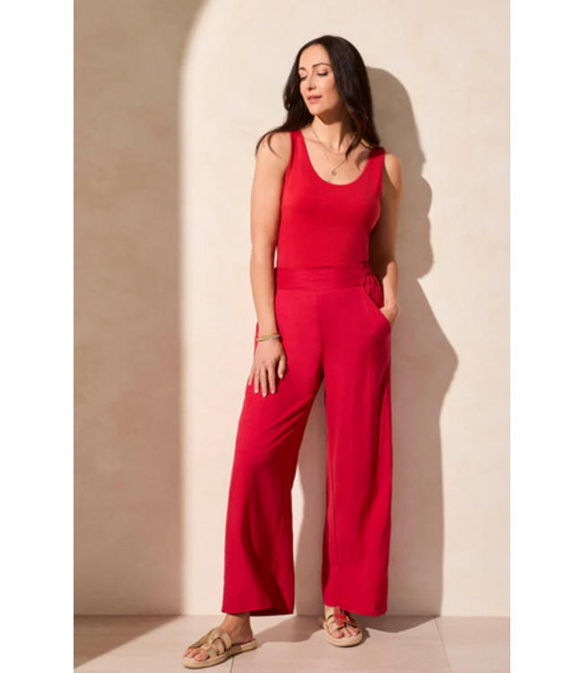 Tribal Linen blend ankle pant - Cherry