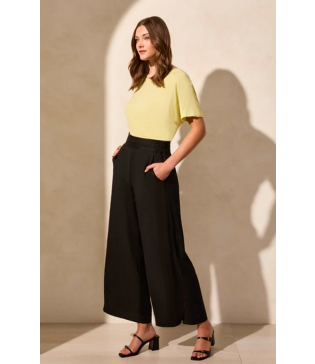 Tribal Linen blend ankle pant - Black
