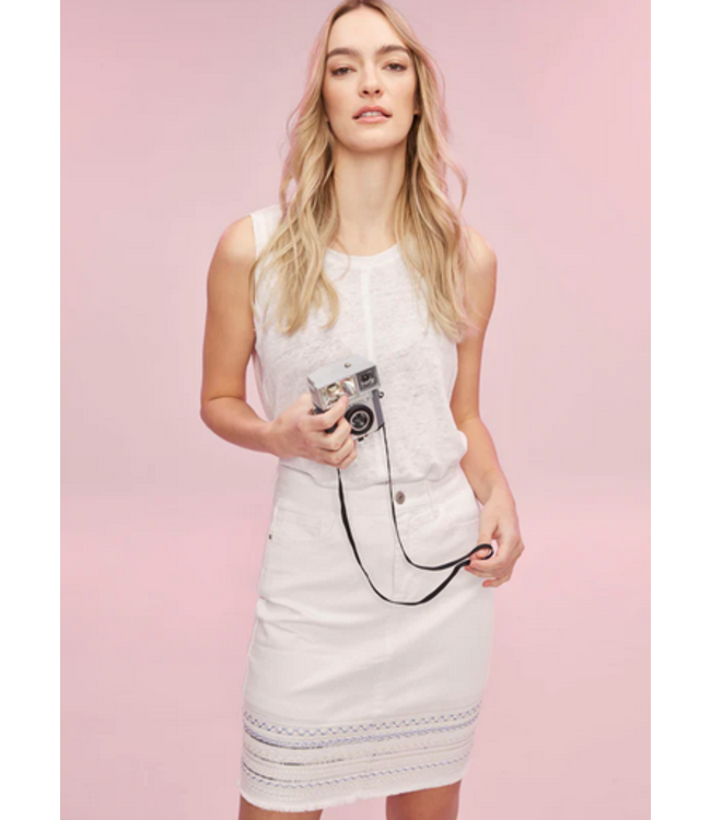 Charlie B Embroidery cuff skirt- White