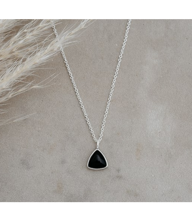 Glee Elsie Black Onyx  necklace- Silver