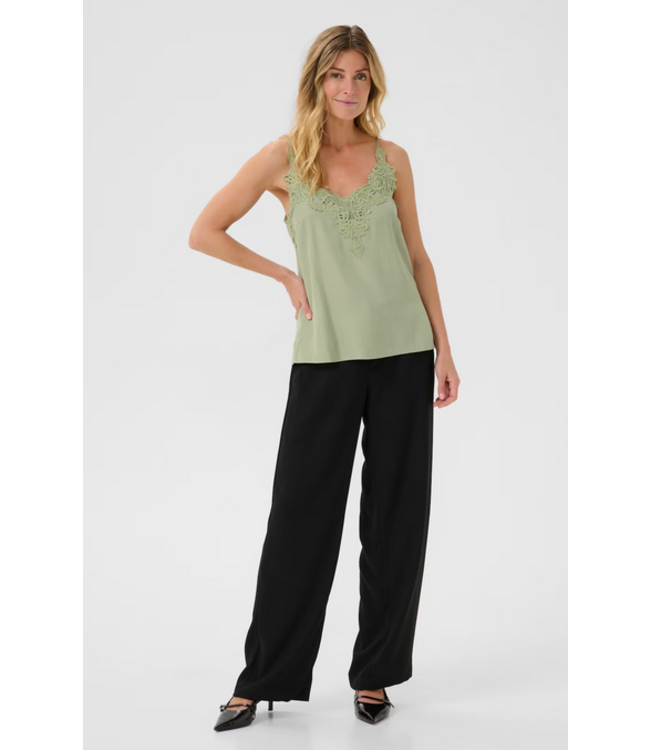 Cream -Cranna tank top- Tea green