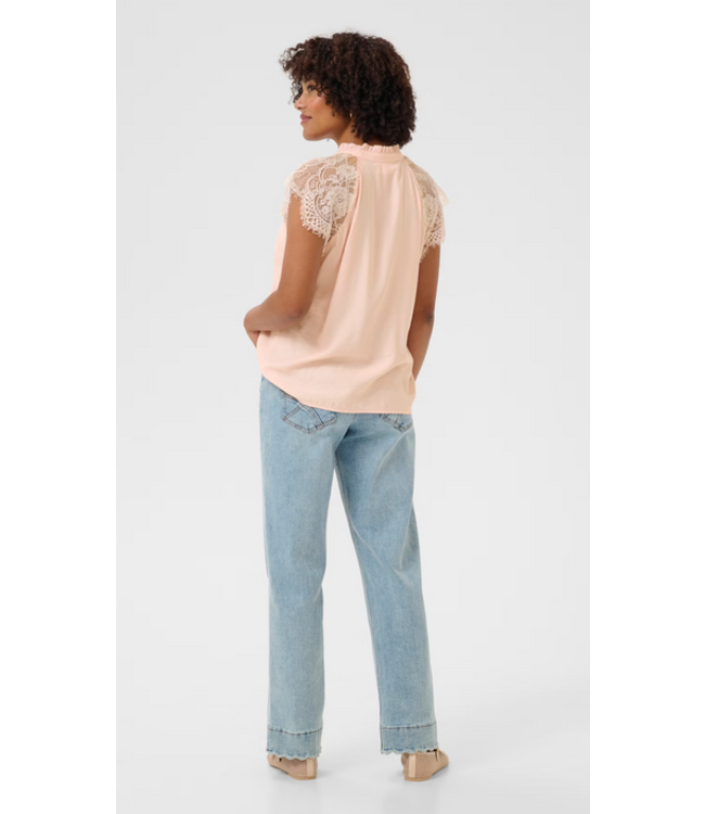 Cream -Cap sleeve lace blouse- Sepia Rose