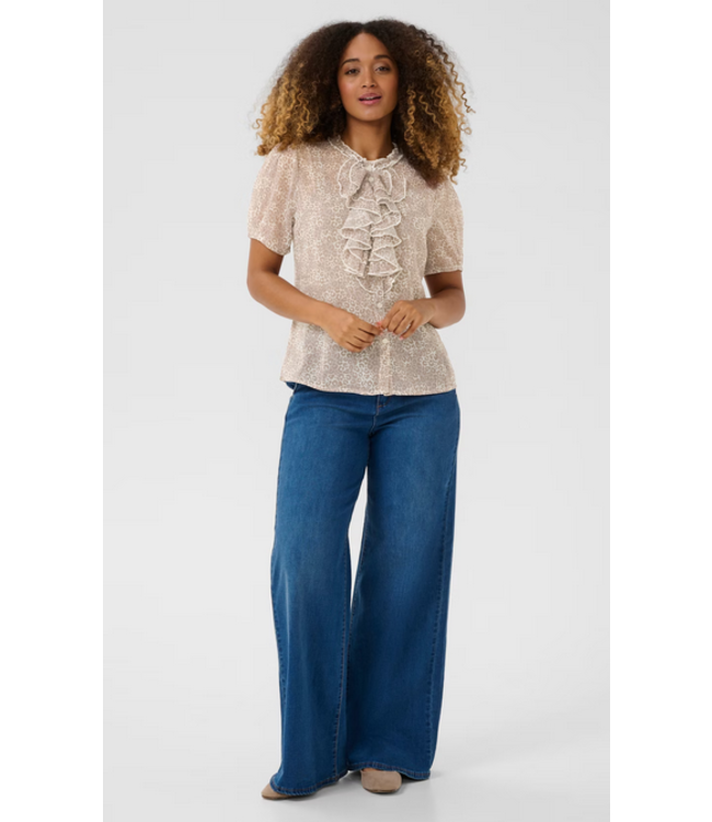 Cream -Kinia Blouse- Brown and cream