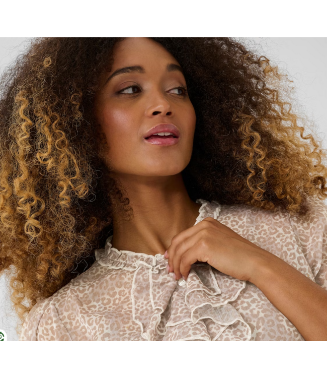 Cream -Kinia Blouse- Brown and cream