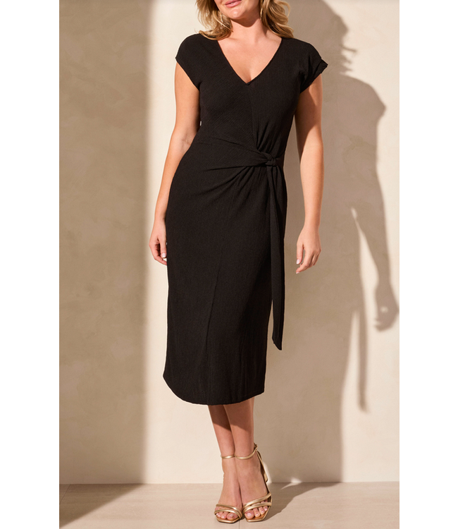 Tribal  Dress with front tie-Black