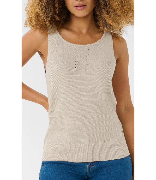 Cream Cotton knit tank - Oat
