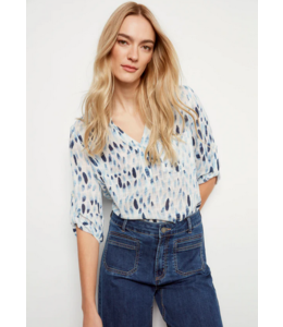 Charlie B Roll up sleeve blouse- Blue