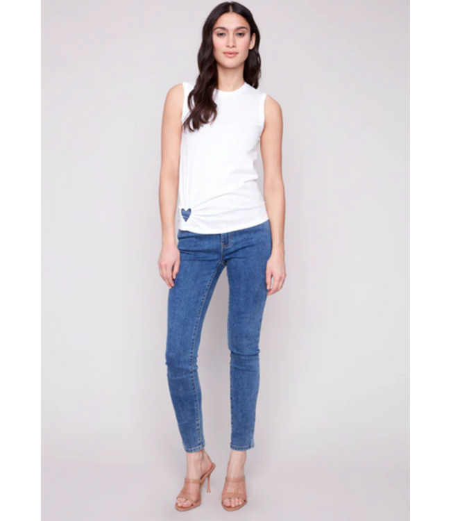 Charlie B Tank with heart- White