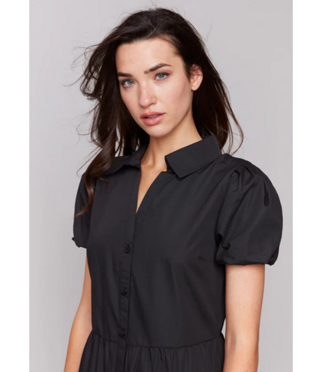 Charlie B -Button down maxi with tiers- Black