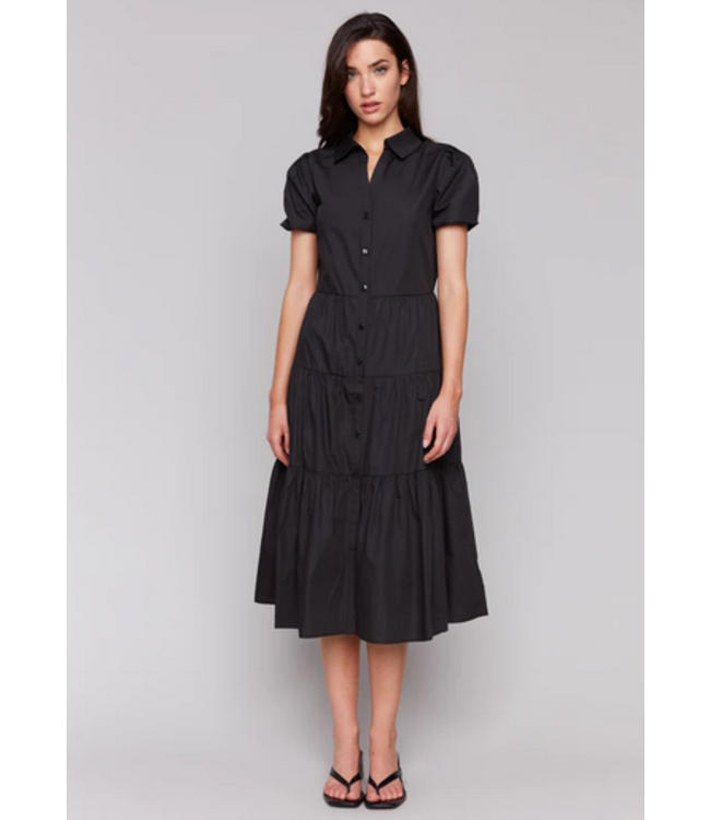 Charlie B -Button down maxi with tiers- Black