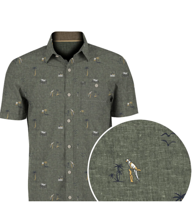 Point Zero men - Linen, palms & parrots- Guava