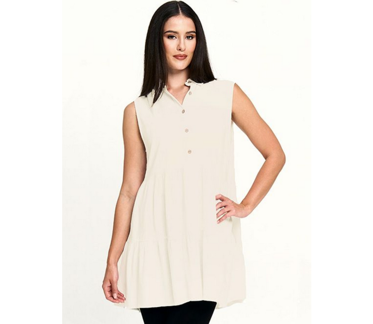 25RC- Tiered Ruffle tunic- Tan - The Loop Kincardine