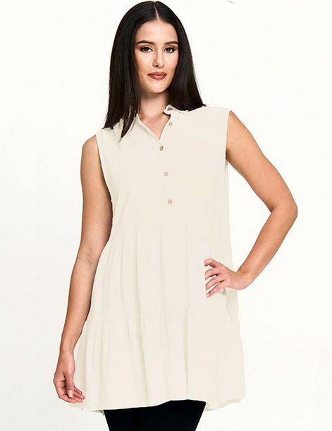 25RC- Tiered Ruffle tunic- Tan - The Loop Kincardine