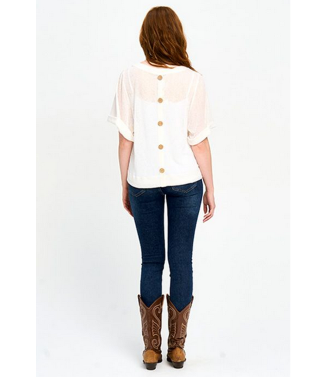 Red Coral -Button back - White