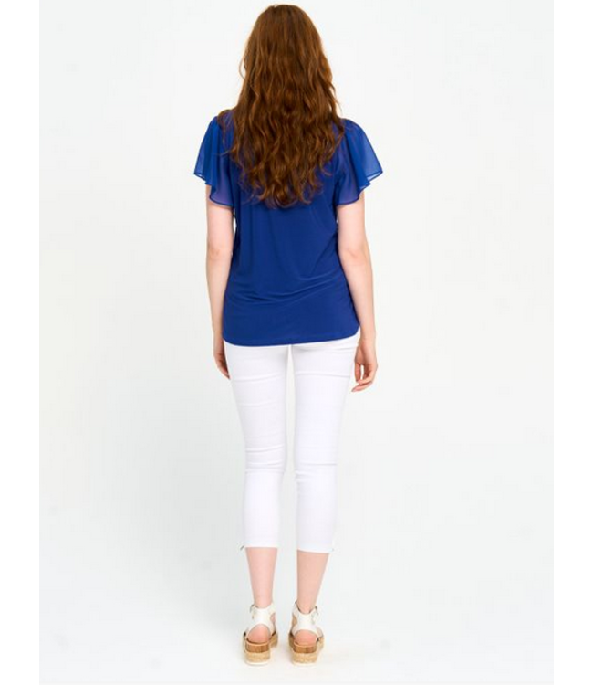 Red Coral -Flutter sleeve chiffon- Sapphire