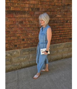 Point Zero Button front long dress-Indigo