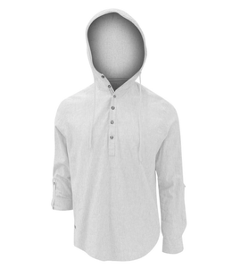 Point Zero men Linen hooded long sleeve- White