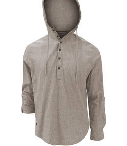 Point Zero men Linen hooded long sleeve- Beige