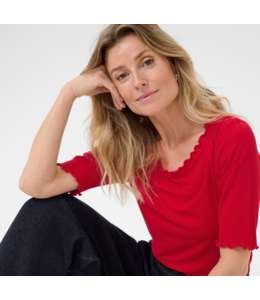 Cream Short Sleeve top- Red