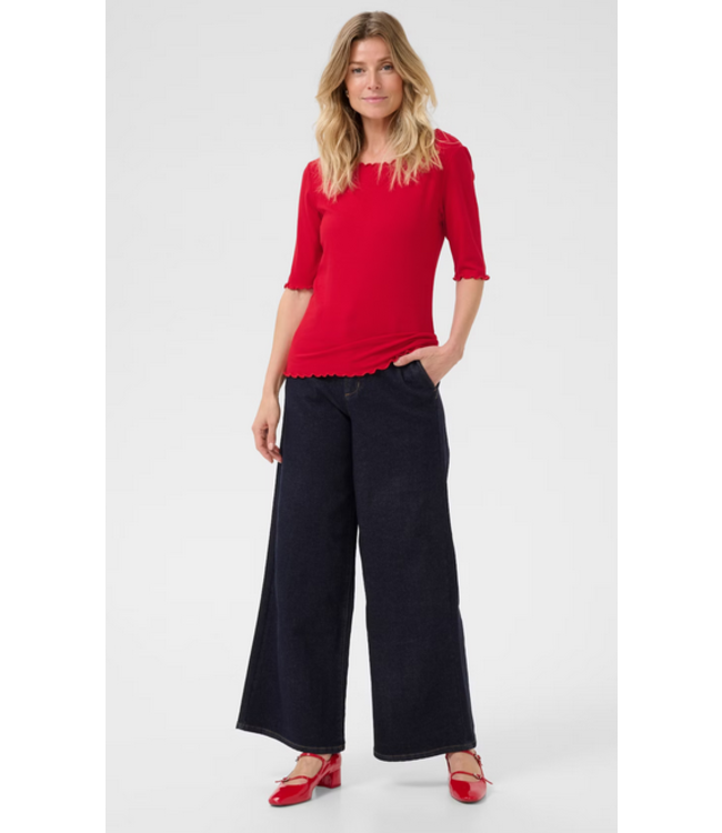 Cream -Short Sleeve top- Red