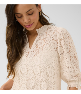 Cream Lace Blouse- Ancient Scroll
