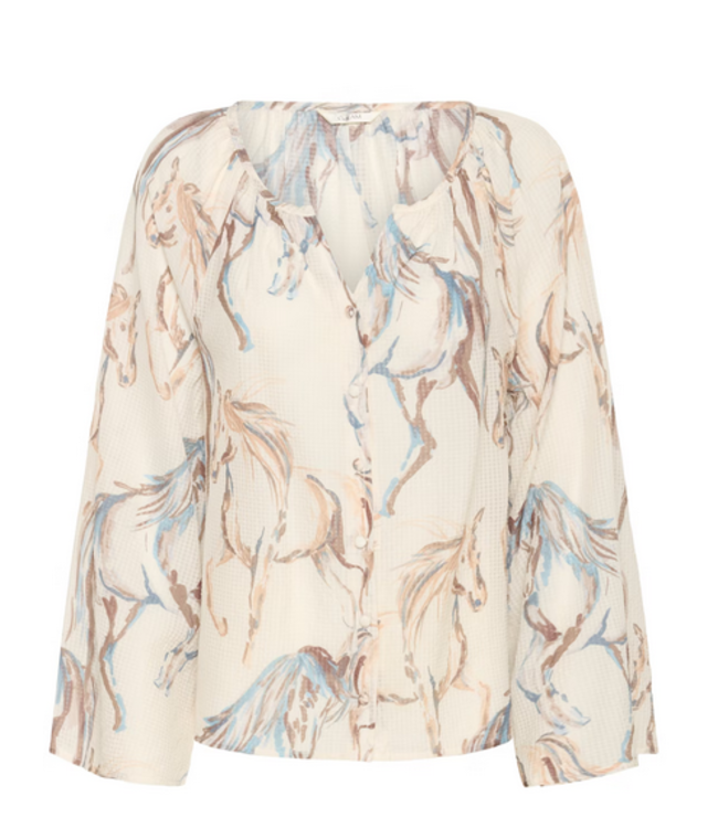 Cream -Horse print blouse