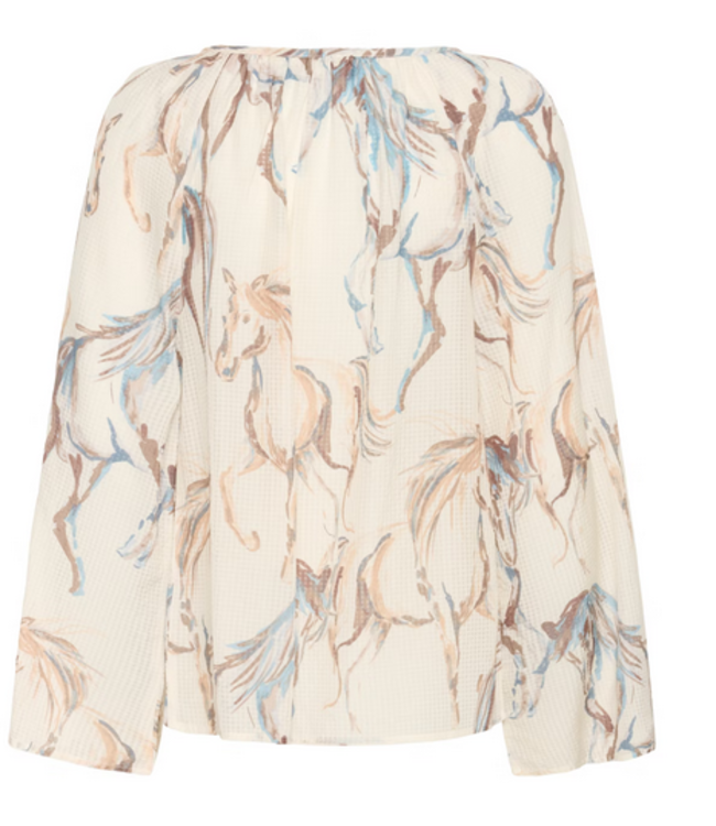 Cream -Horse print blouse