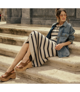 Cream -Zigzag dress- Birch & black