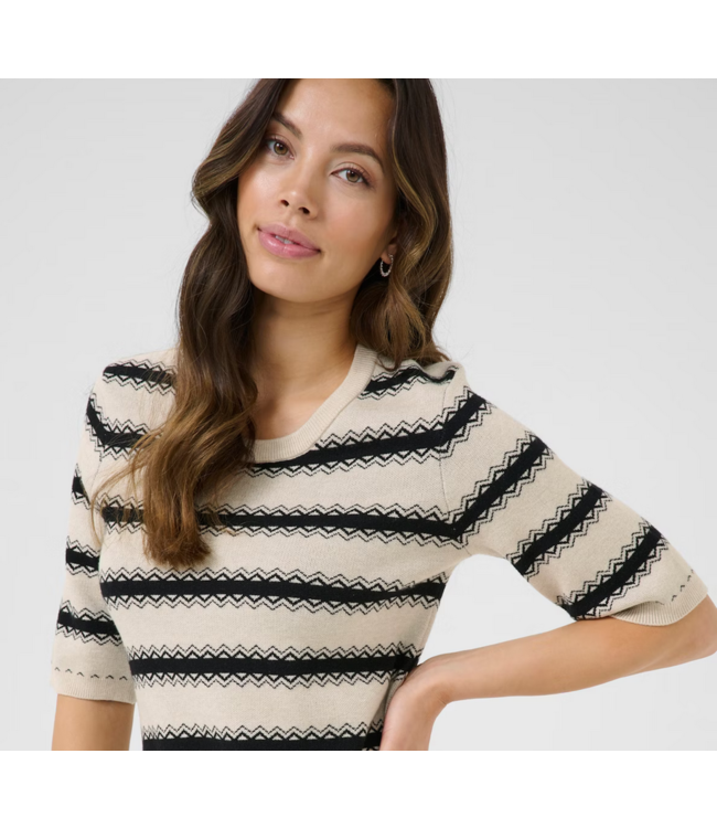 Cream -Zigzag dress- Birch & black