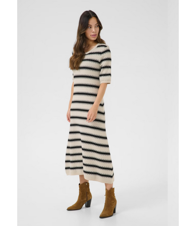Cream -Zigzag dress- Birch & black