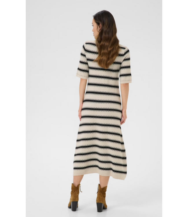 Cream -Zigzag dress- Birch & black