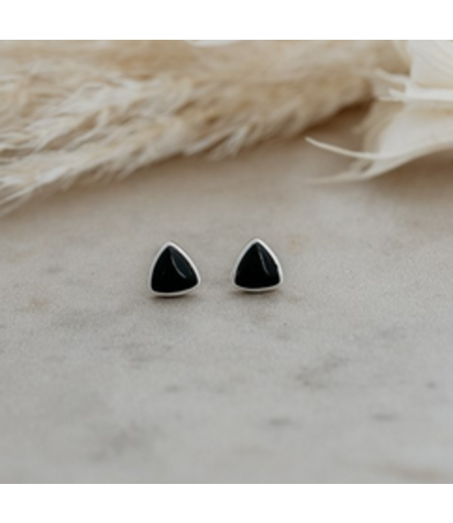 Glee Mae Onyx stud -black & Silver