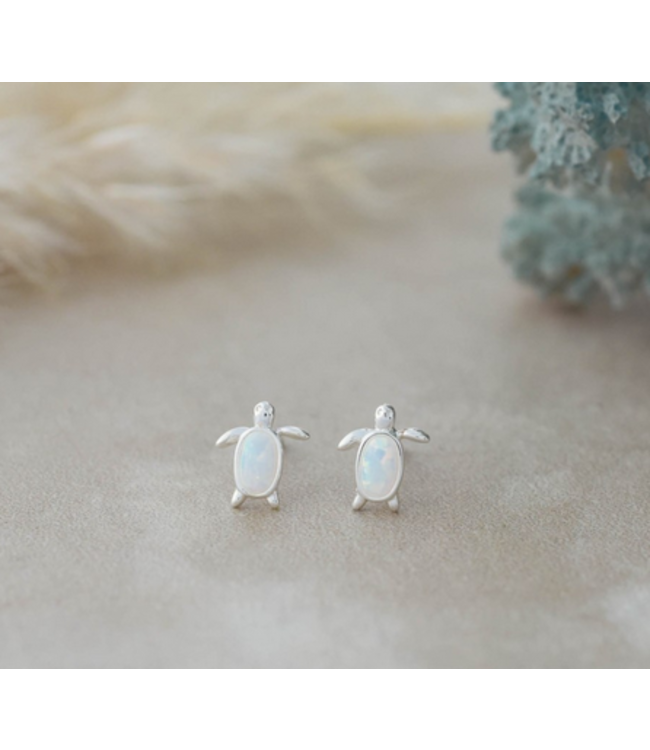 Glee Maui  Opal Turtle studs - Silver