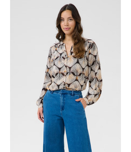 Cream -Tiah shirt- Black & Brown Print
