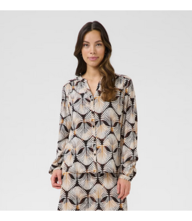 Cream -Tiah shirt- Black & Brown Print