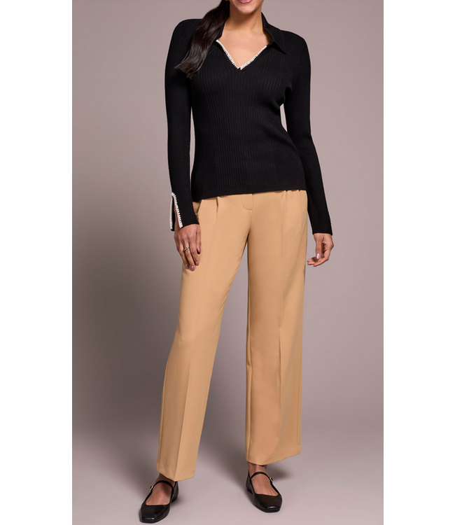 Tribal -Blanket Stitch Johnny Collar - Black