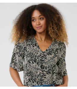 Cream -Adelena blouse - Black & White