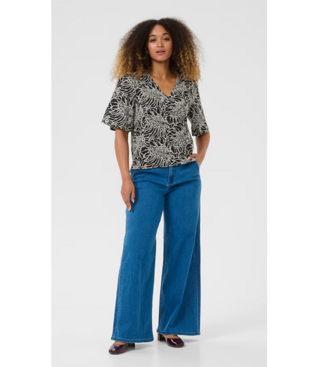 Cream -Adelena blouse - Black & White