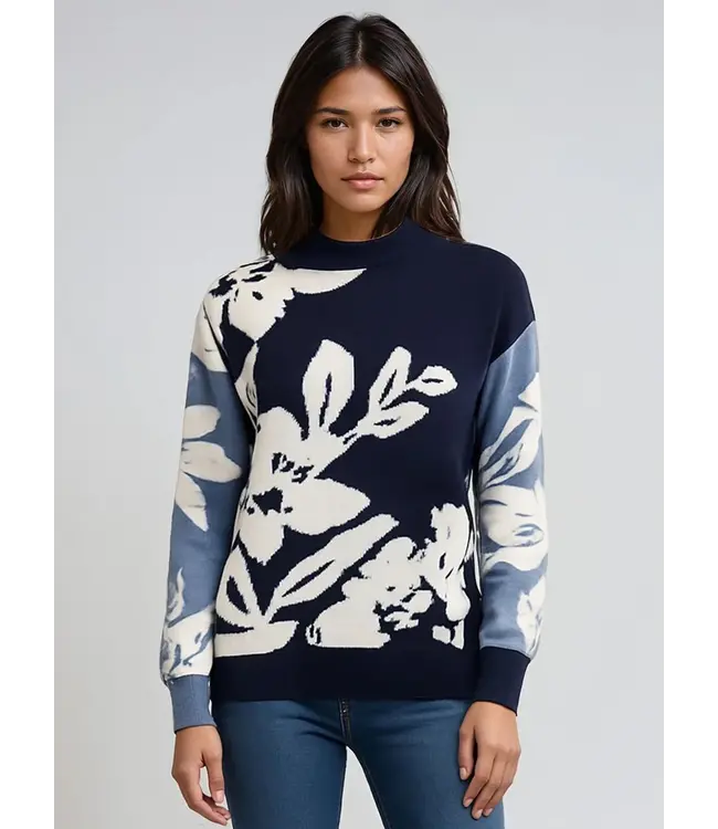 Point Zero -Floral Sweater- Navy