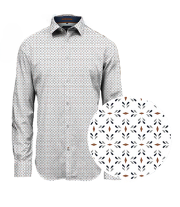 Point Zero men -Luxury dress shirt- Optic white print