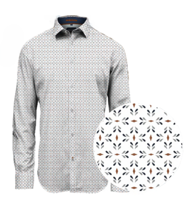 Point Zero men -Luxury dress shirt- Optic white print